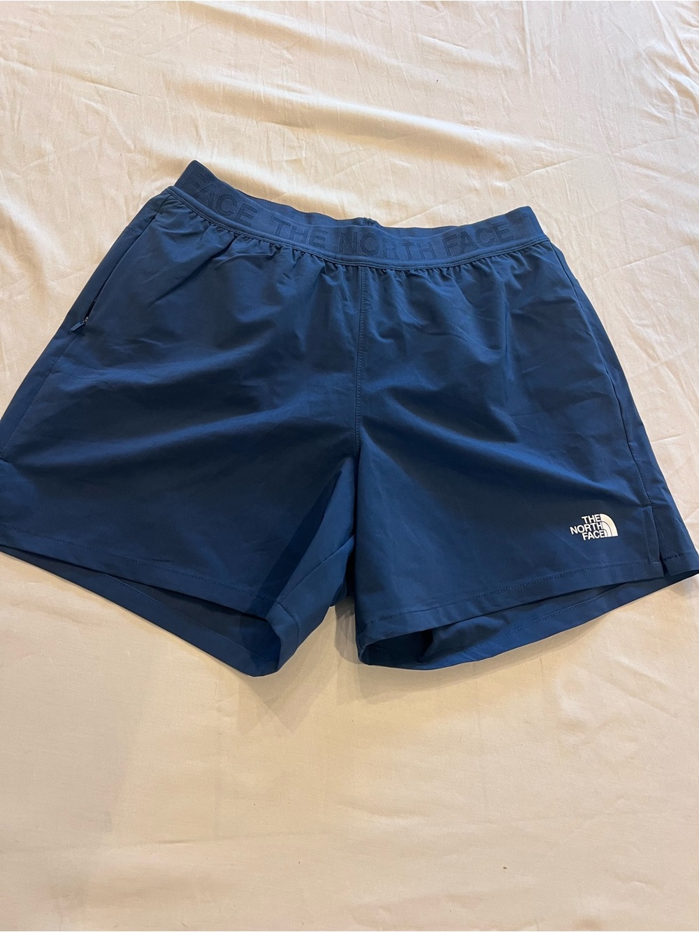 The North Face Women’s Blue Athletic Shorts Logo Elastic Waist Pockets 4in